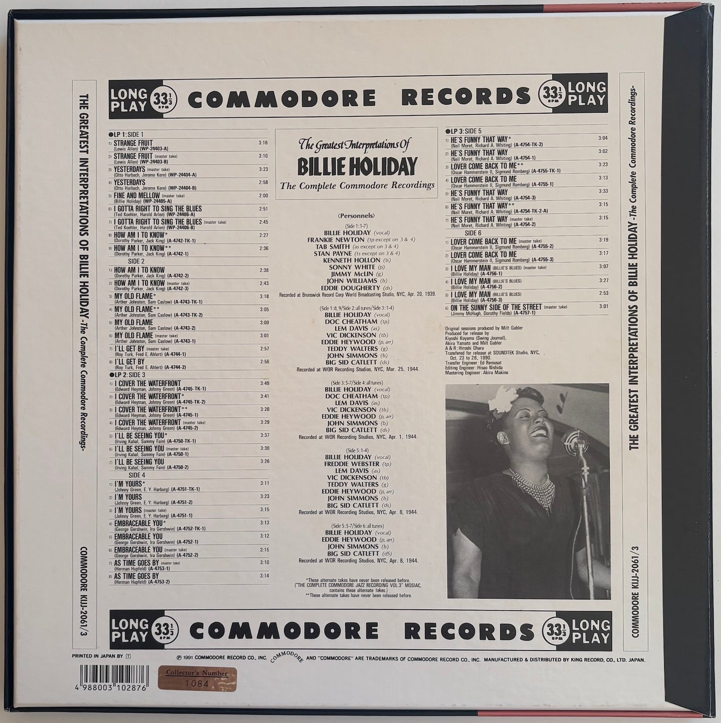 Back cover of Complete Commodore Recordings by Billie Holiday