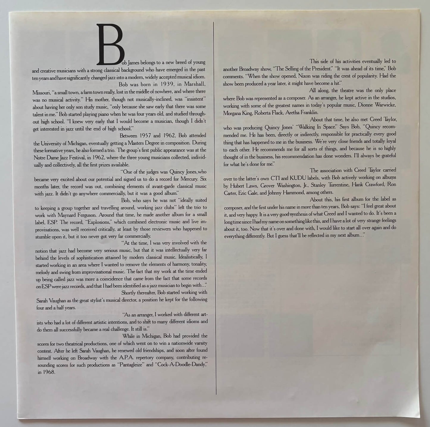 Bob James - One (1978 Japanese CTI Limited Edition Vinyl LP)