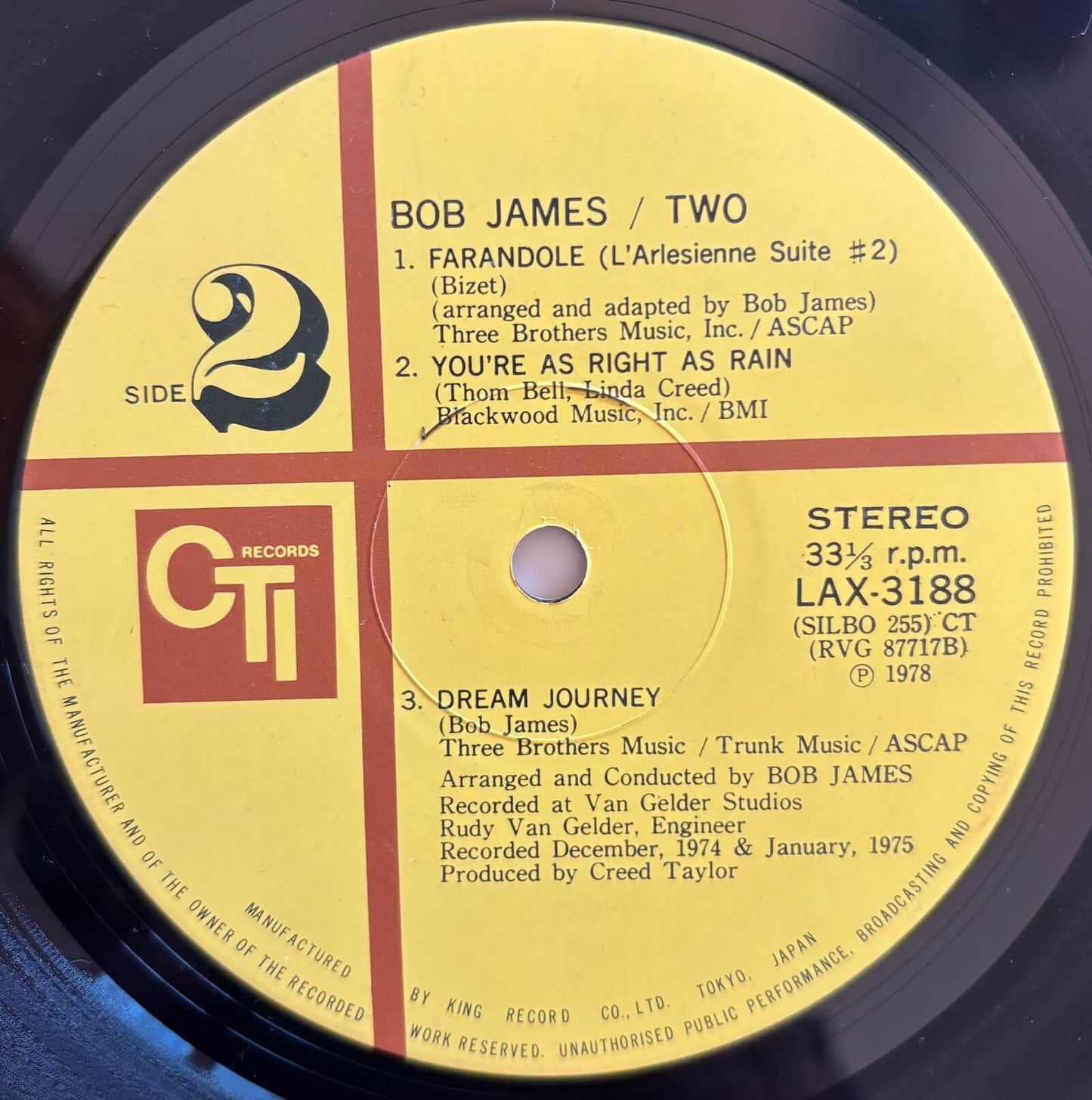 Bob James - Two (1978 Japanese CTI Original 1500 Series LP)