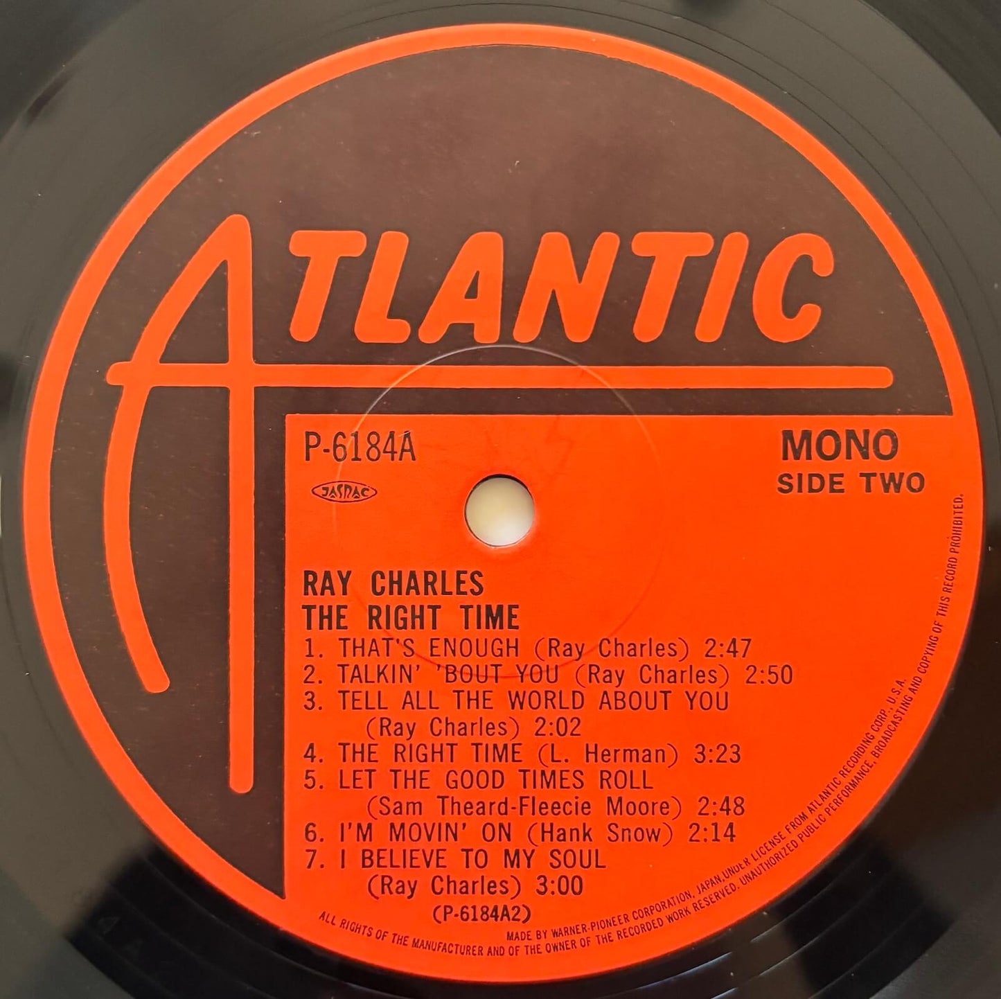 Ray Charles - The Right Time (1980 Japanese Atlantic Mono Compilation LP)