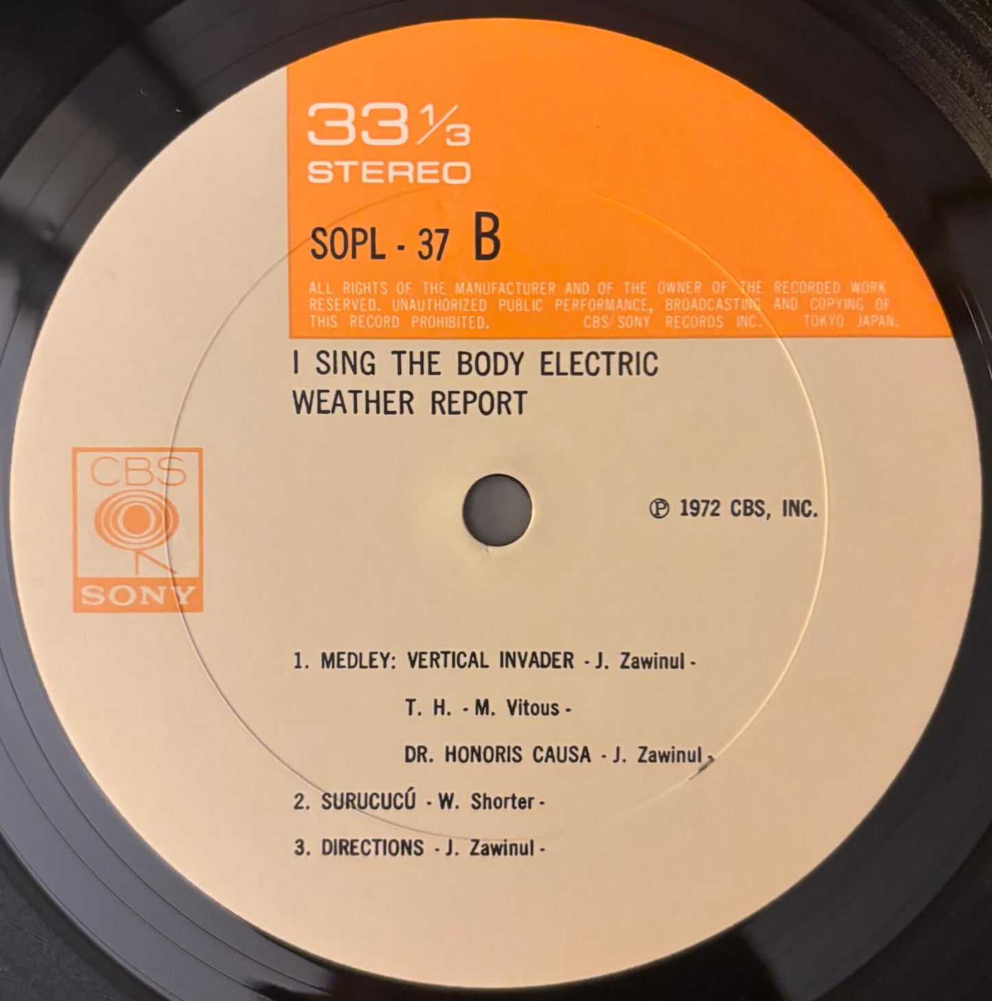 Weather Report - I Sing the Body Electric (1972 Japanese CBS/Sony Original LP)