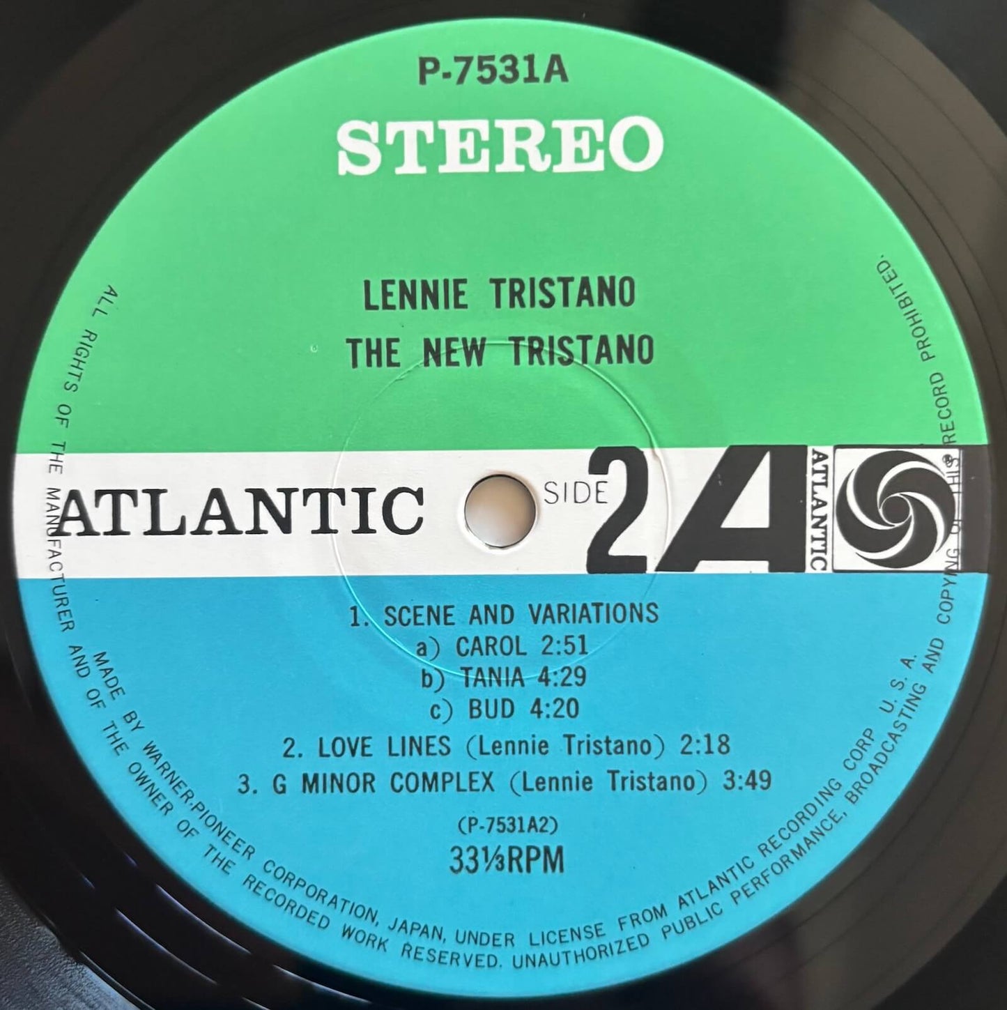Lennie Tristano - The New Tristano (1977 Japanese Atlantic Stereo LP)