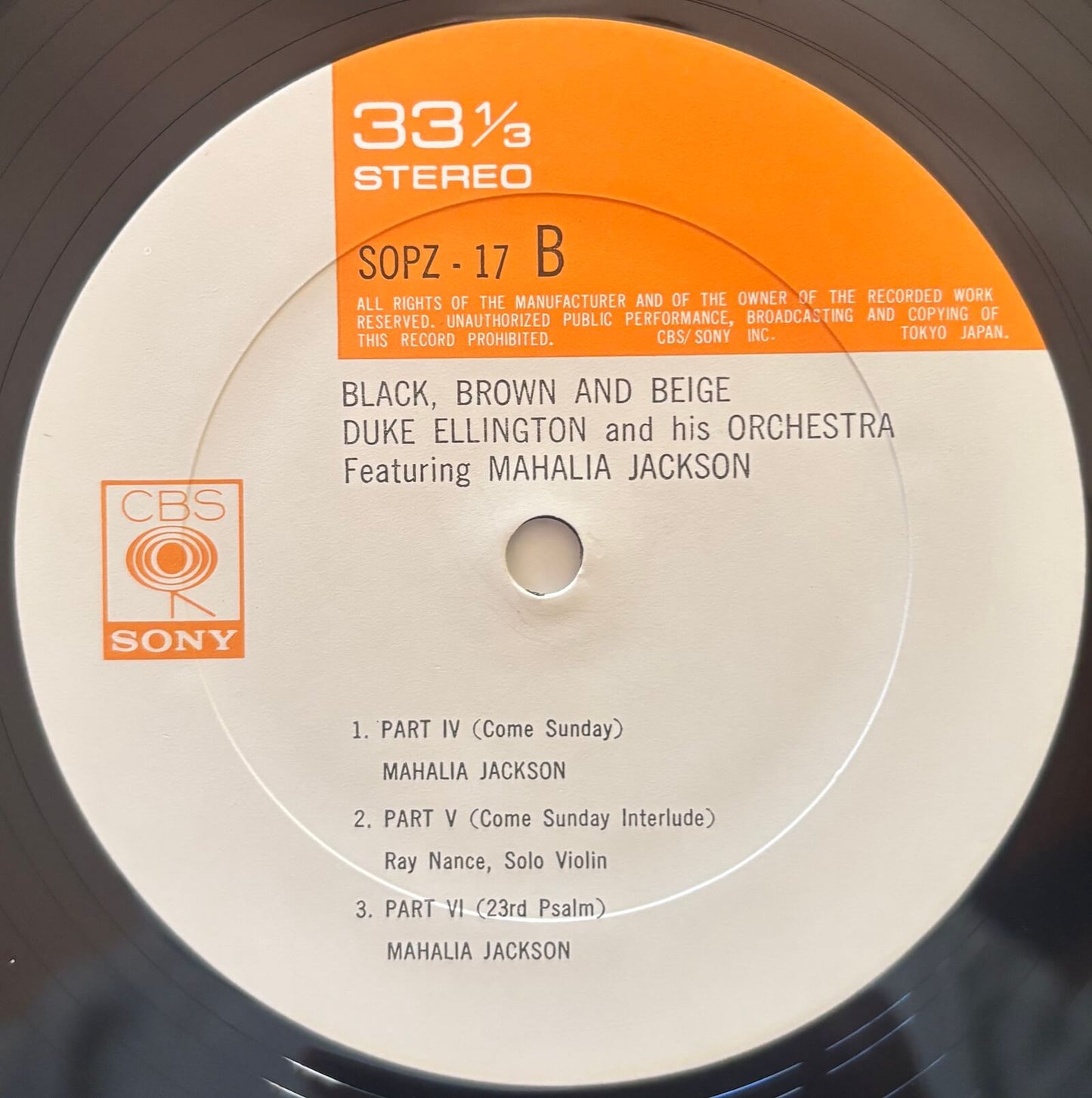 Duke Ellington & His Orchestra feat. Mahalia Jackson - Black, Brown And Beige (1973 Japanese CBS/Sony Vinyl LP)