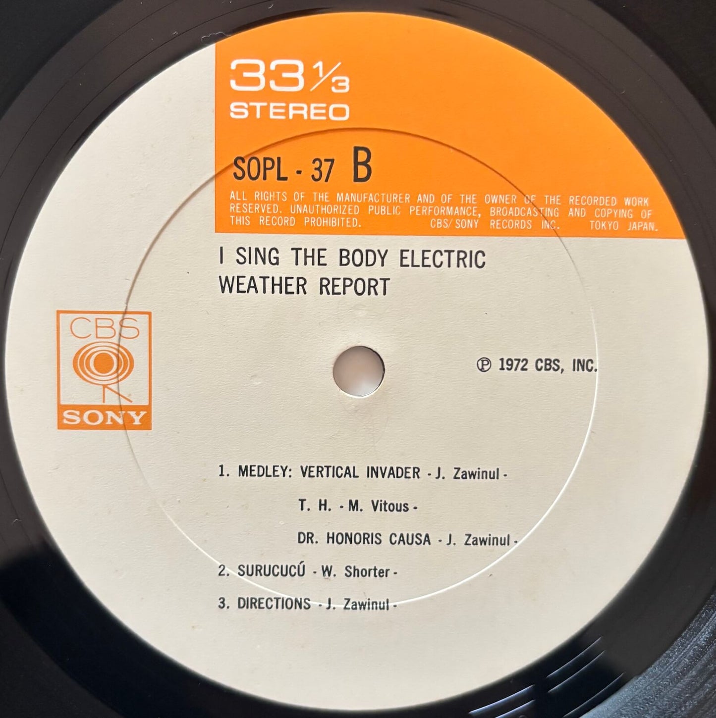 Weather Report - I Sing the Body Electric (1972 Japanese CBS/Sony Original LP)