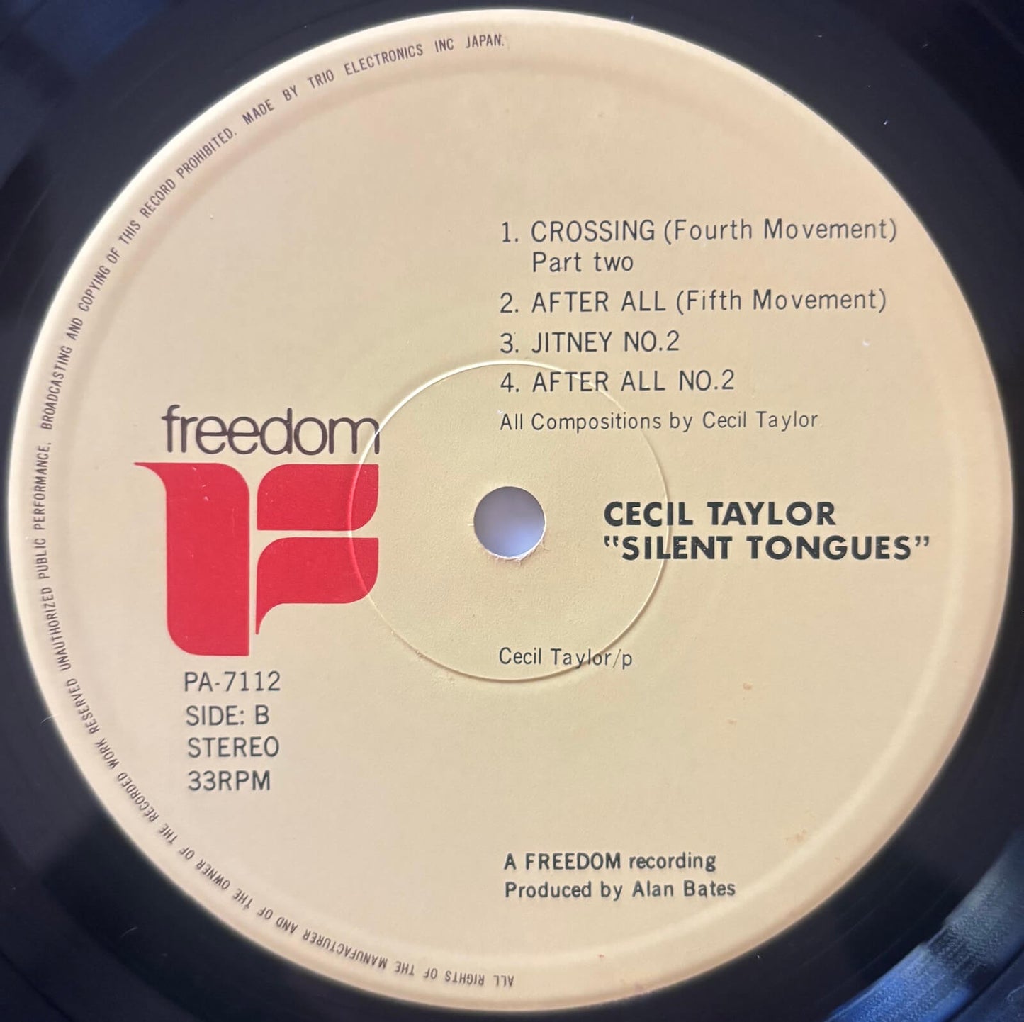 Cecil Taylor - Silent Tongues: Live At Montreux '74 (1975 Japanese Freedom/Trio Vinyl LP)
