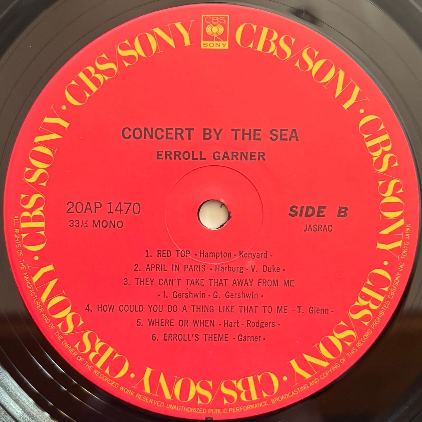 Erroll Garner - Concert By The Sea (1979 Japanese CBS/Sony Vinyl LP Mono)
