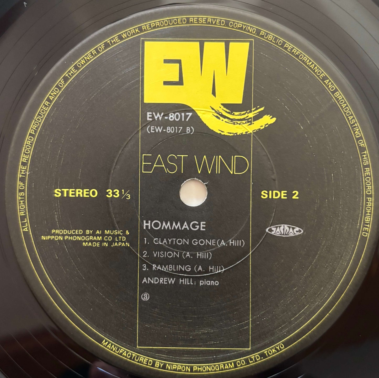 Andrew Hill - Hommage (1975 Japanese East Wind Vinyl LP)