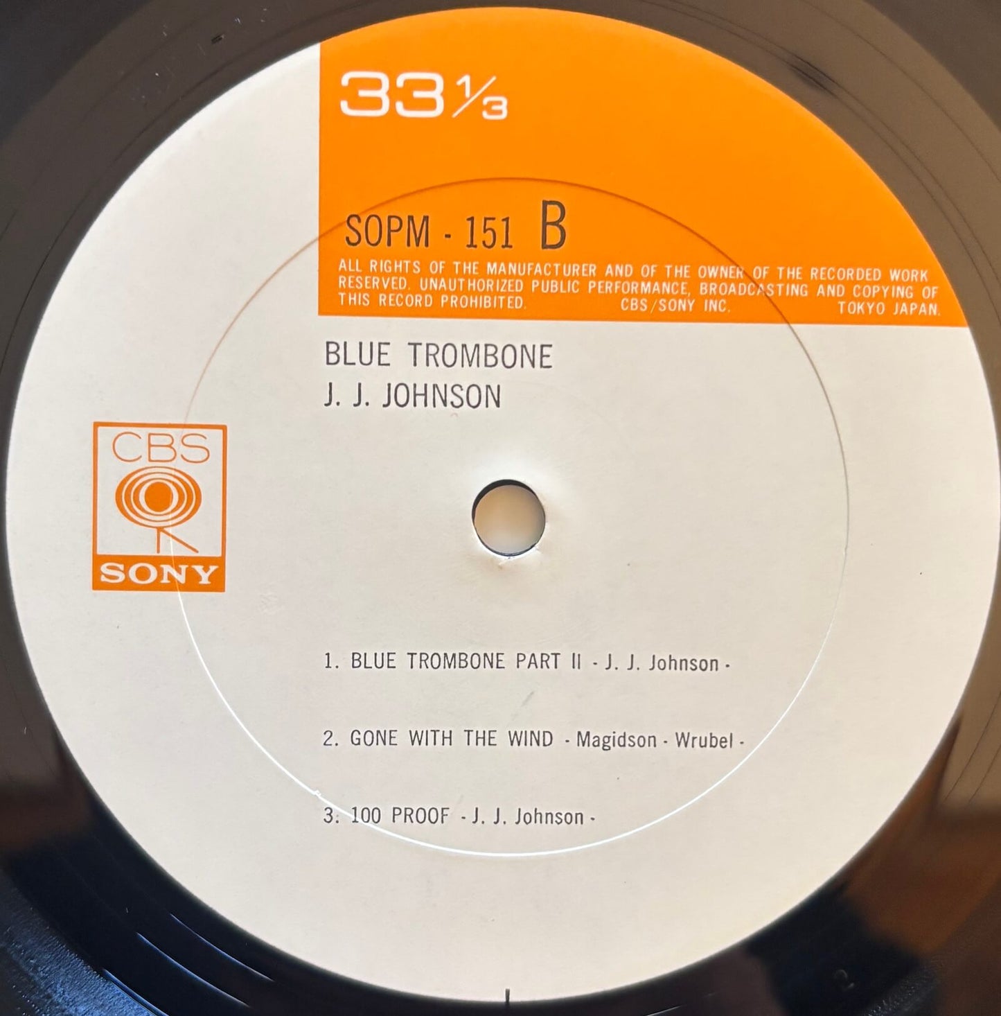 J.J. Johnson - Blue Trombone (1974 Japanese CBS/Sony Mono Vinyl LP)