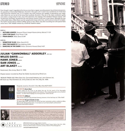 Album cover with jazz band members and text on a black and white photo background