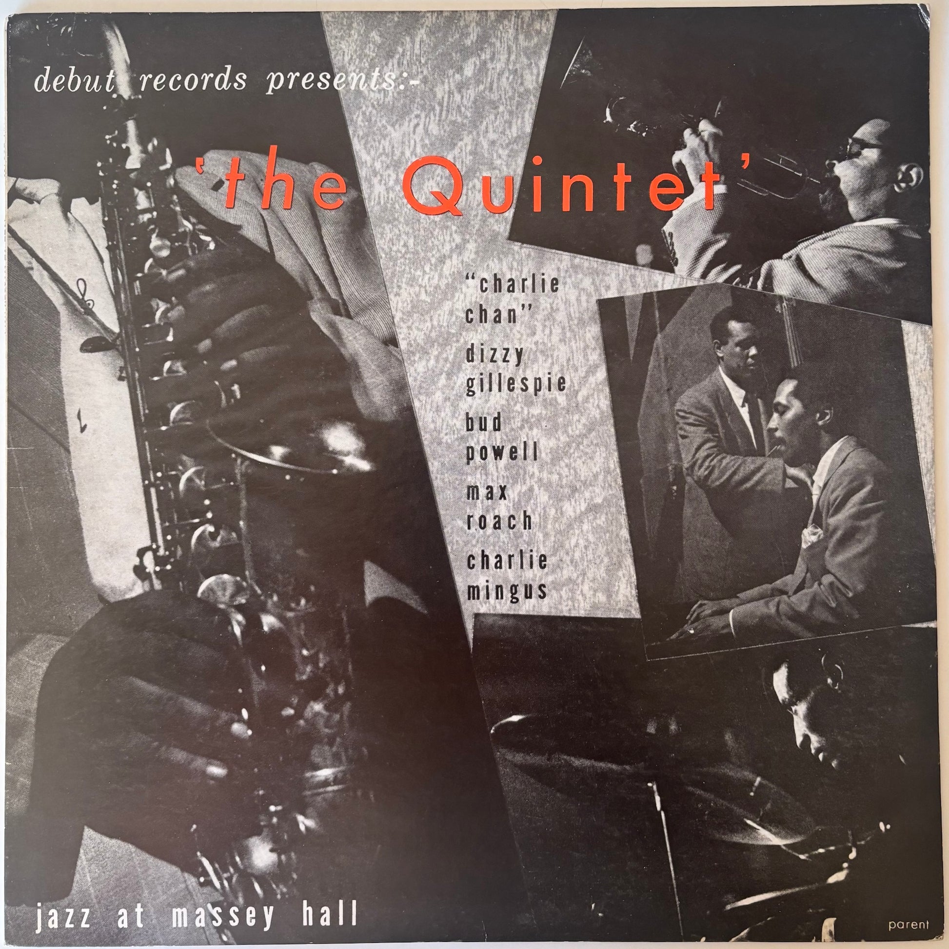 Album cover for 'The Quinter' featuring jazz musicians and saxophone, with text about the music group and location.