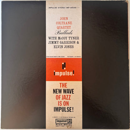 Vinyl record cover for John Coltrane Quartet's 'Ballads' with Impulse! branding.
