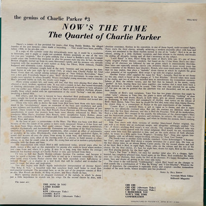 Back cover of Now's The Time by Charlie Parker vinyl LP.