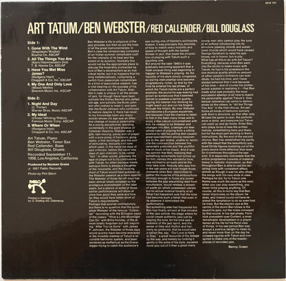 Back cover of a vinyl record featuring a list of songs and credits.