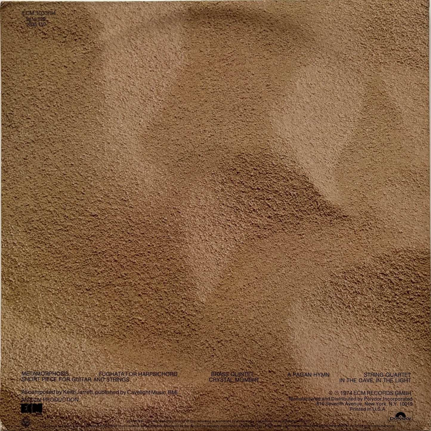 Back cover of Keith Jarrett In The Light vinyl LP
