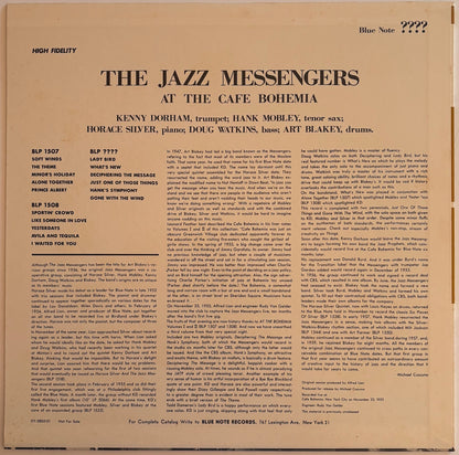 Back cover of a Blue Note album 'The Jazz Messengers at the Cafe Bohemia Volume 3'