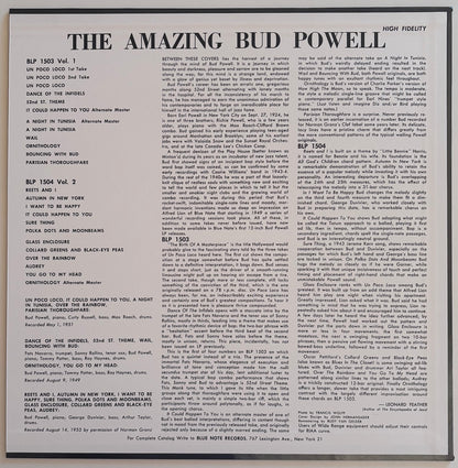 Back cover of 'The Amazing Bud Powell Volume 2' on Blue Note Records.