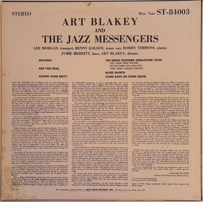 Back cover of Art Blakey and The Jazz Messengers.