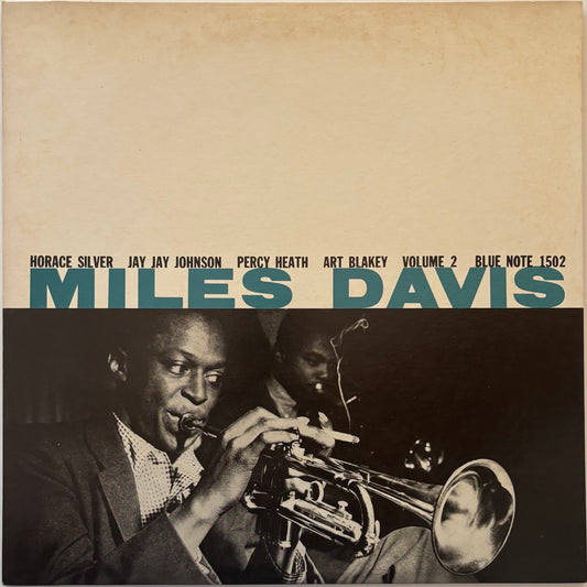 Album cover of Miles Davis Vol. 2 featuring Miles Davis playing trumpet with text about the album and musicians.