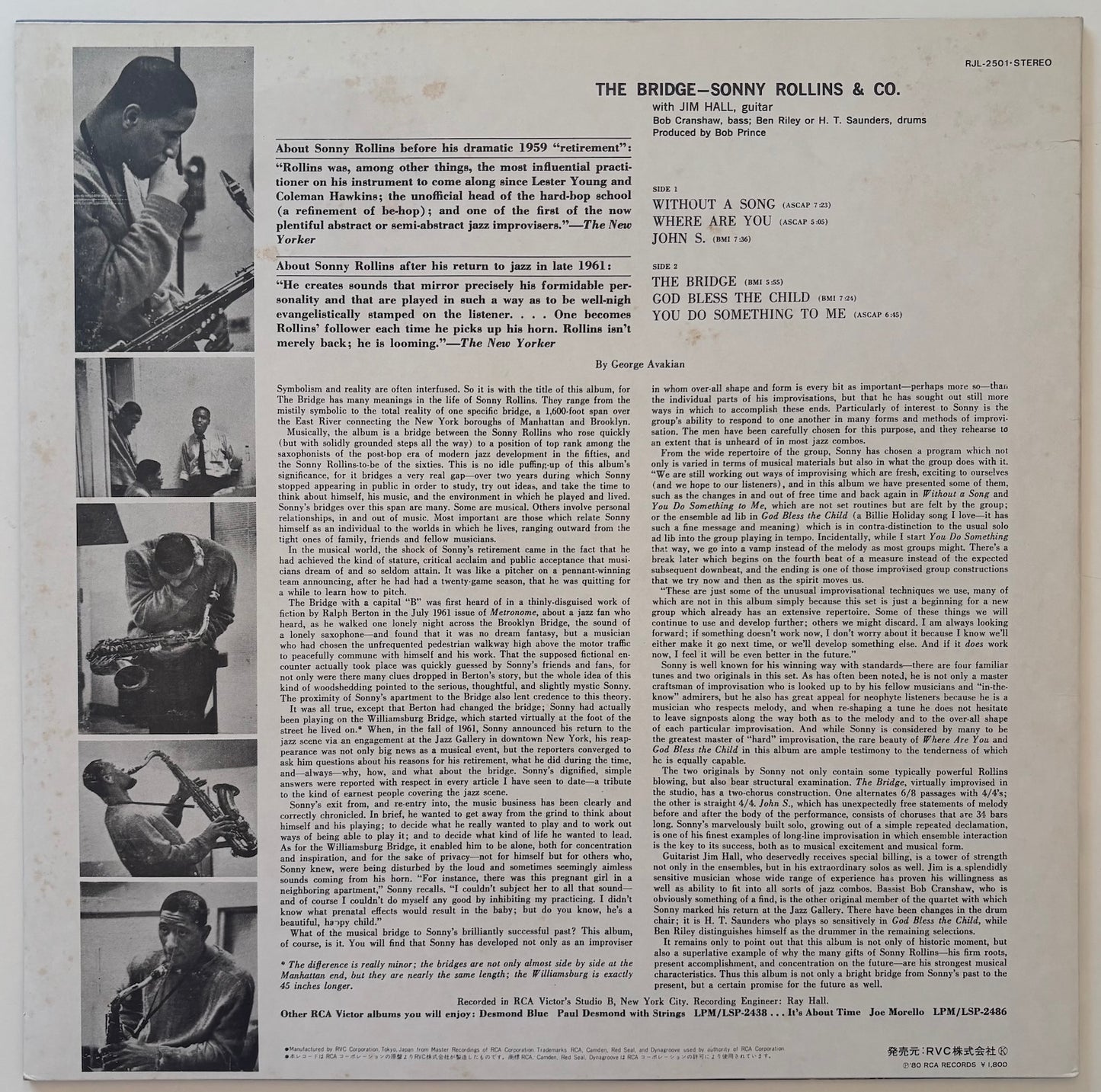 Back cover of album 'The Bridge' by Sonny Rollins