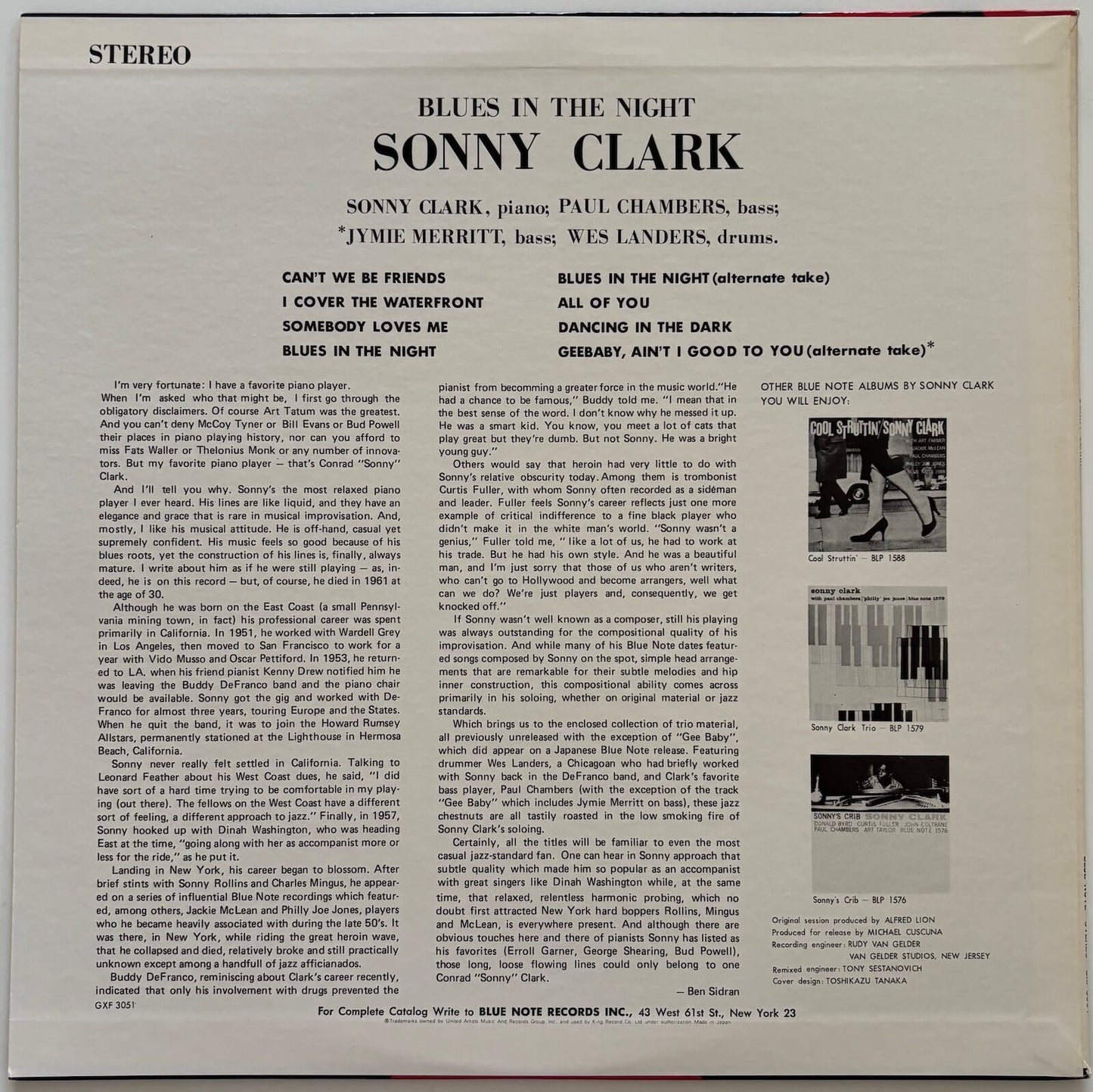 Sonny Clark - Blues In The Night (Limited Edition Japanese Blue Note Vinyl LP)