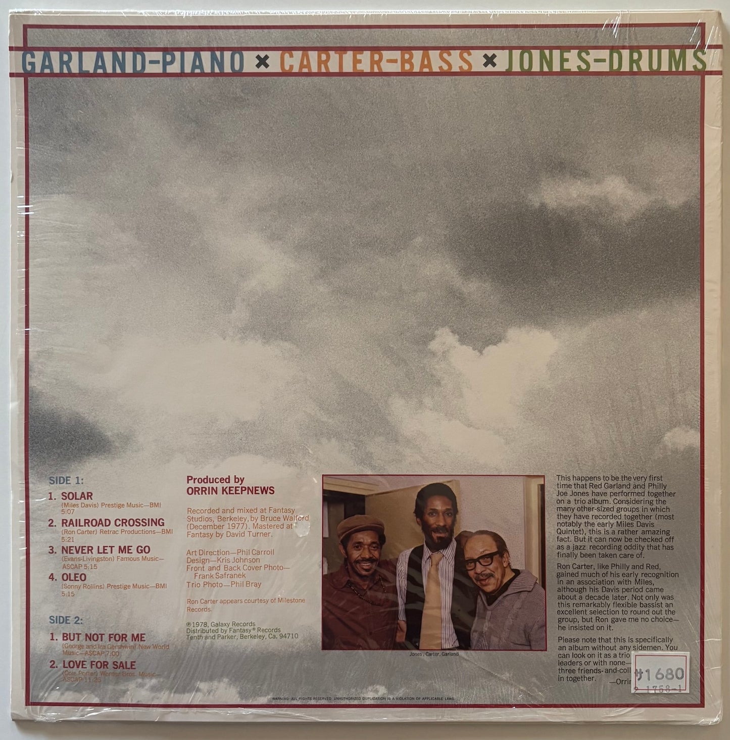 Red Garland, Ron Carter, Philly Joe Jones - Crossings (US Galaxy Vinyl LP)