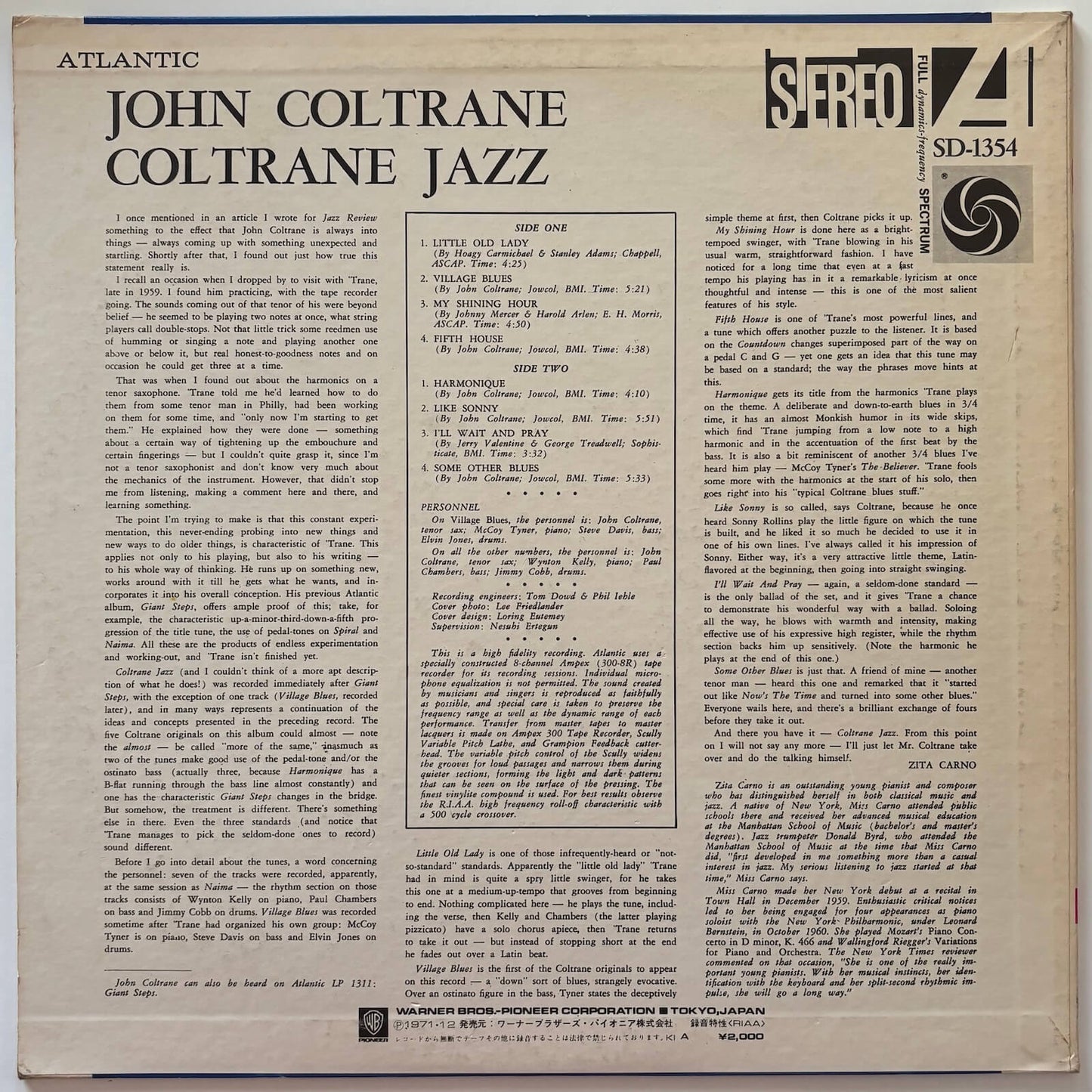 John Coltrane - Coltrane Jazz (1972 Japanese Atlantic Vinyl LP)