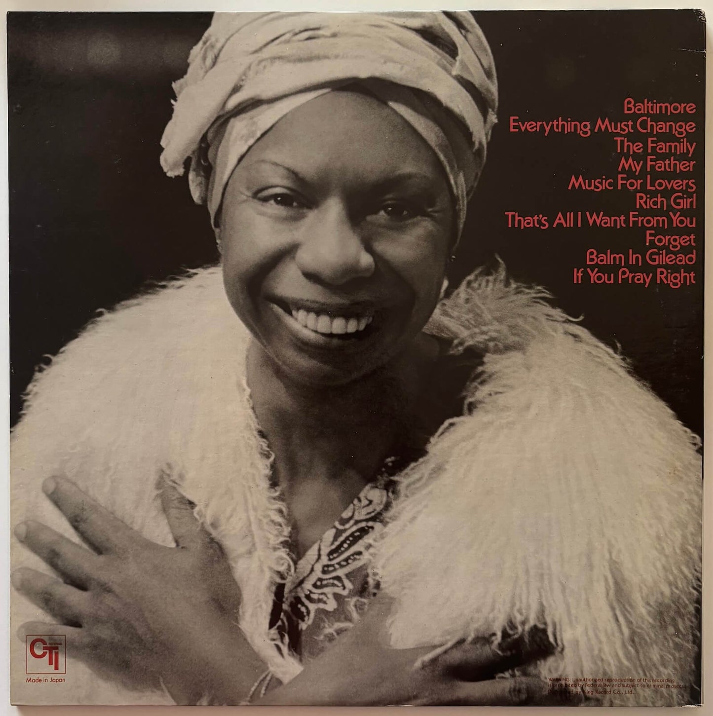 Nina Simone - Baltimore (1978 Japanese CTI Vinyl LP Gatefold)