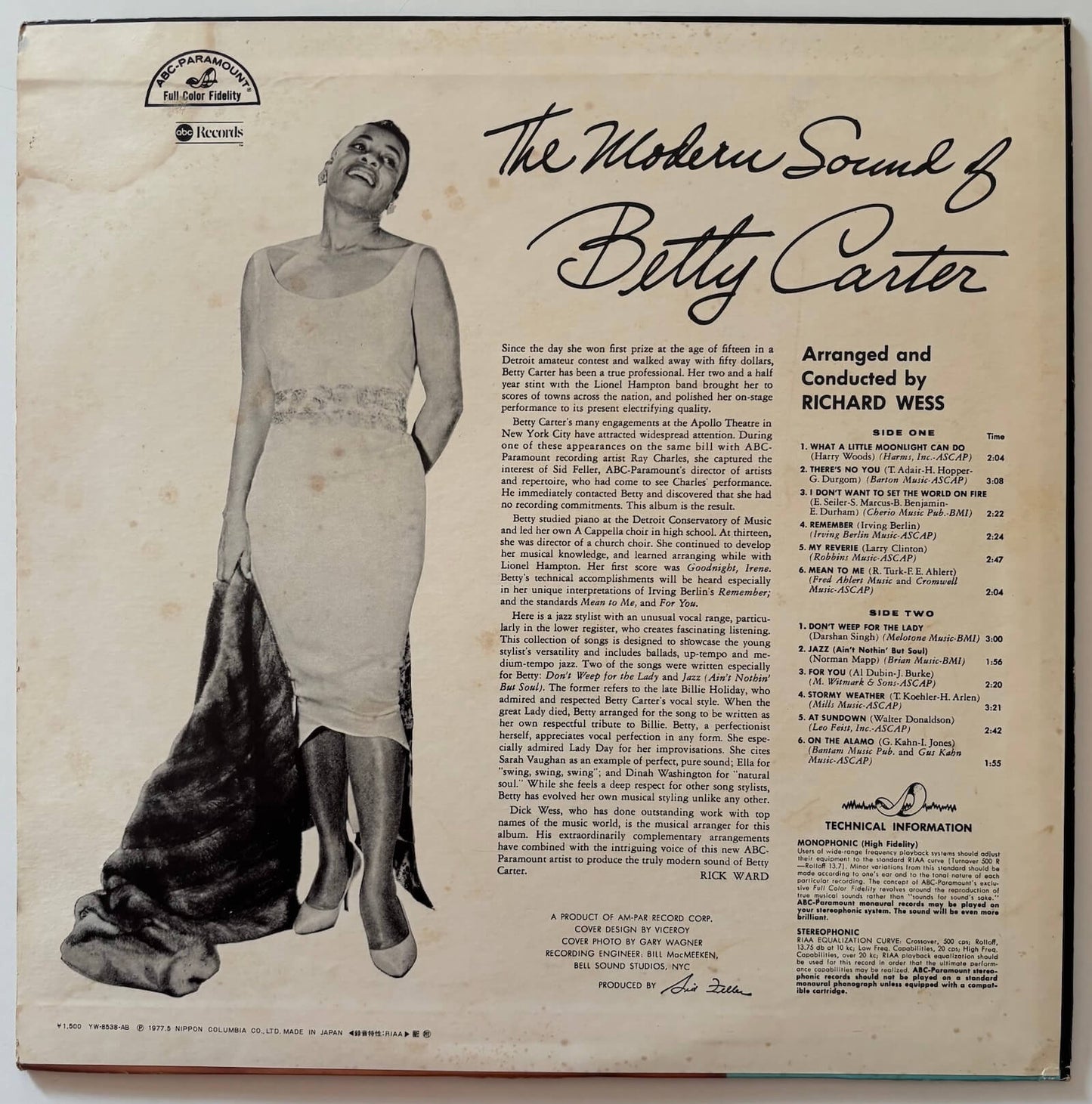 Betty Carter - The Modern Sound Of Betty Carter (1977 Japanese ABC-Paramount Mono LP)