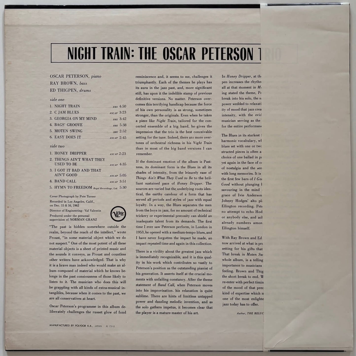 Oscar Peterson Trio - Night Train (1973 Japanese Verve Vinyl LP)