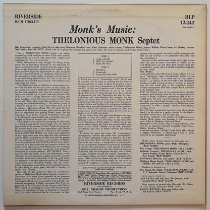 Thelonious Monk Septet - Monk's Music (1977 Japanese Riverside Stereo LP)