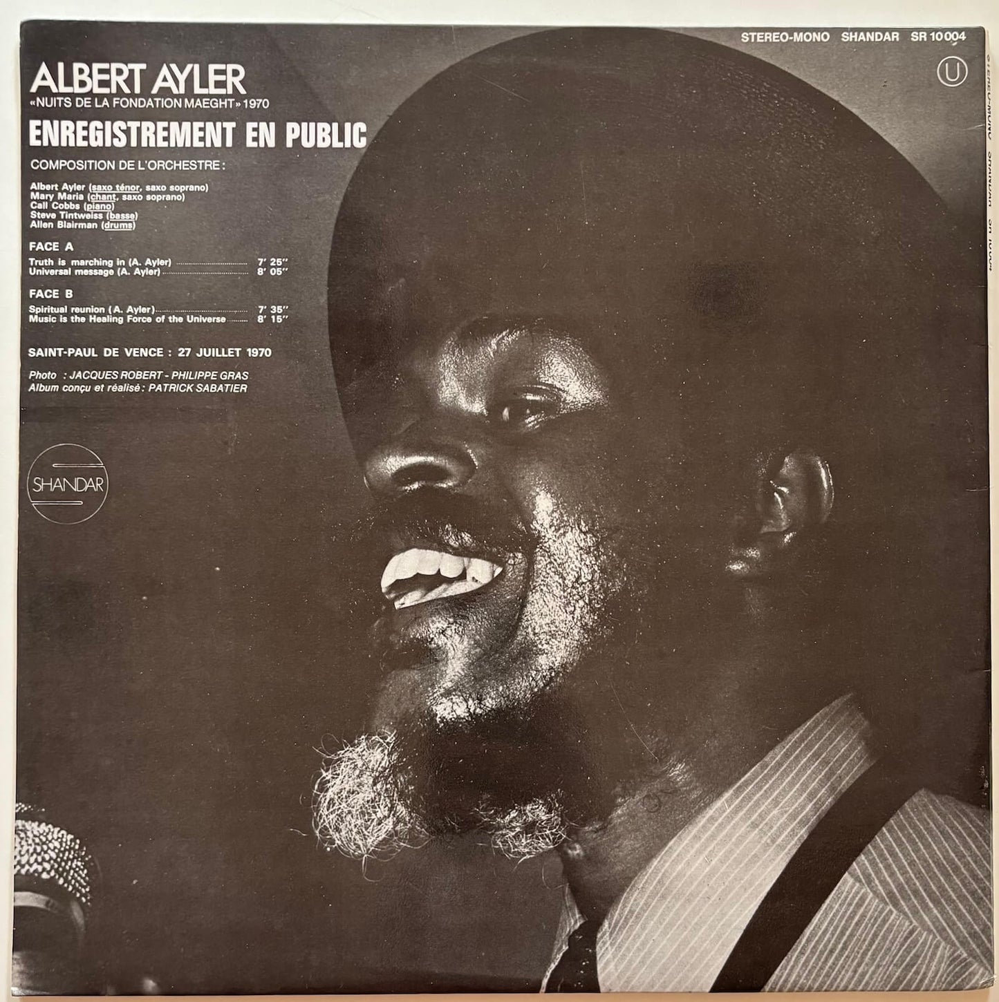 Albert Ayler - Nuits De La Fondation Maeght Volume 2 (1970 French Shandar Gatefold LP)