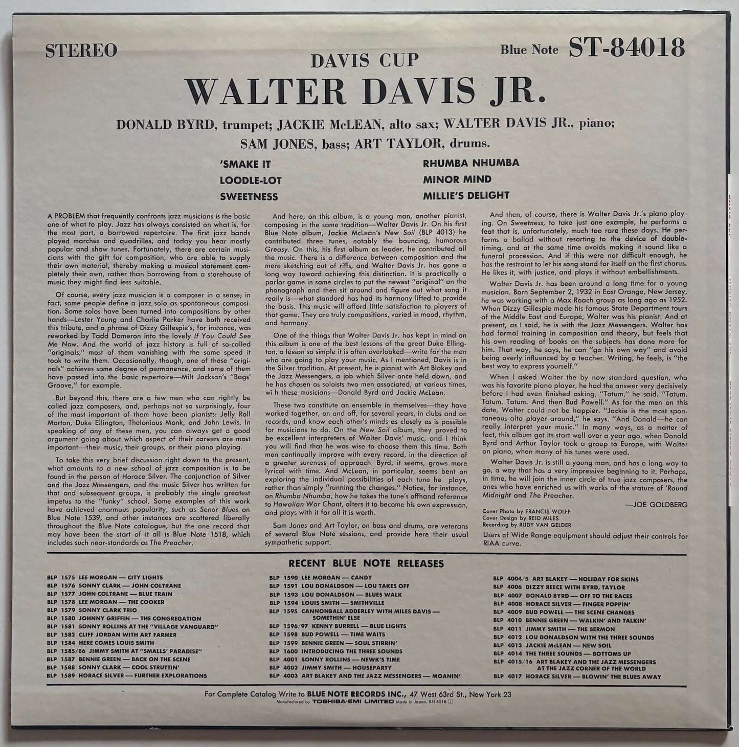 Walter Davis Jr. - Davis Cup (1989 Japanese Blue Note Stereo LP Limited Edition)