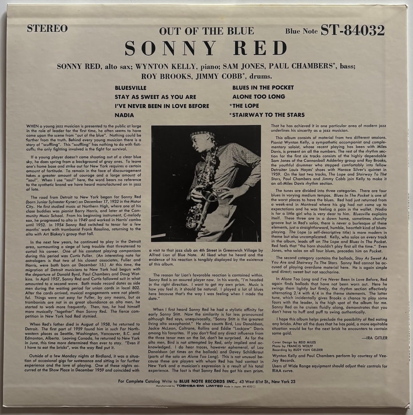 Sonny Red - Out Of The Blue (1989 Japanese Blue Note Stereo LP Limited Edition)