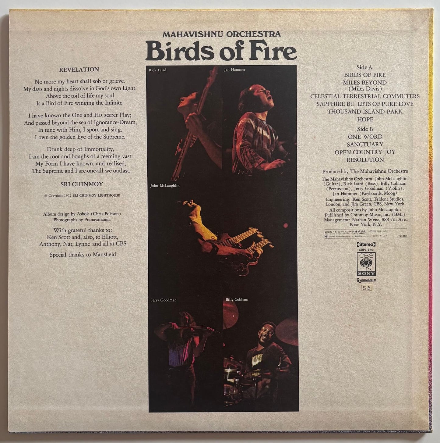 Mahavishnu Orchestra - Birds Of Fire (1973 Japanese CBS/Sony SX68 Mark II LP)