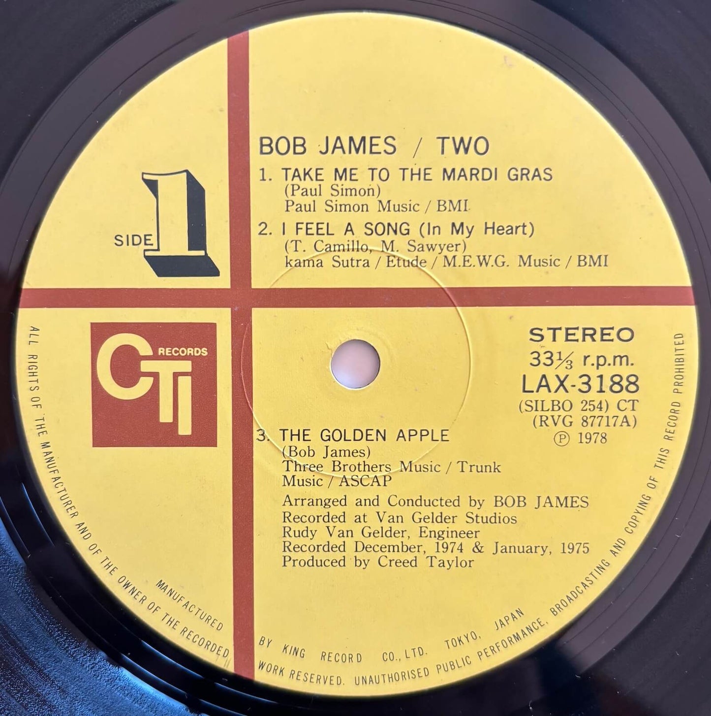 Bob James - Two (1978 Japanese CTI Original 1500 Series LP)