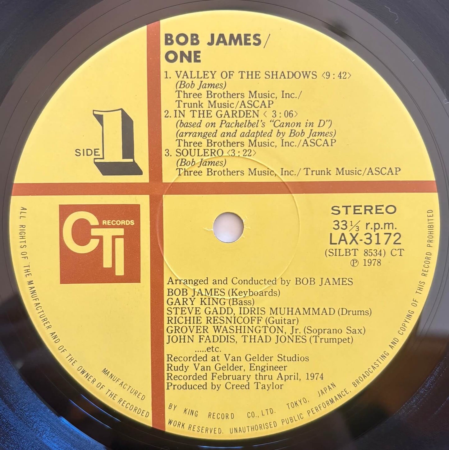 Bob James - One (1978 Japanese CTI Limited Edition Vinyl LP)