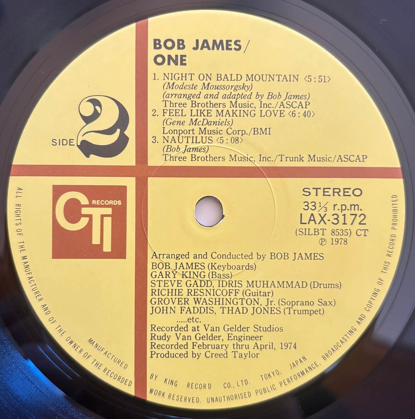Bob James - One (1978 Japanese CTI Limited Edition Vinyl LP)