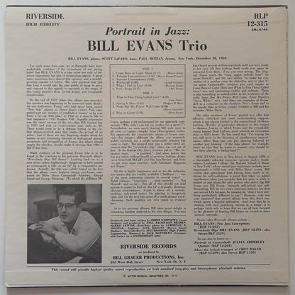 Bill Evans Trio - Portrait in Jazz (1976 Japanese Riverside Vinyl LP)
