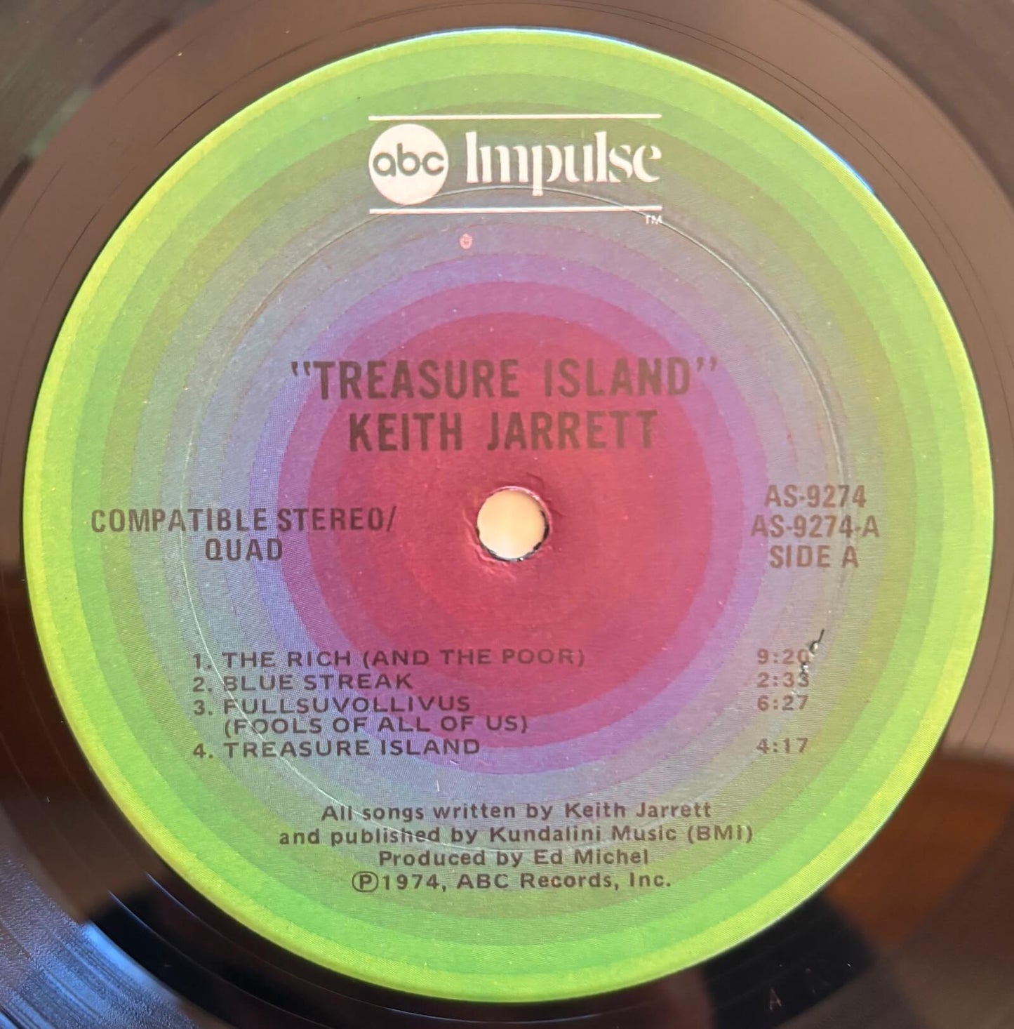 Keith Jarrett - Treasure Island (1974 Original US ABC Impulse! Quadraphonic LP, AS-9274, Gatefold)