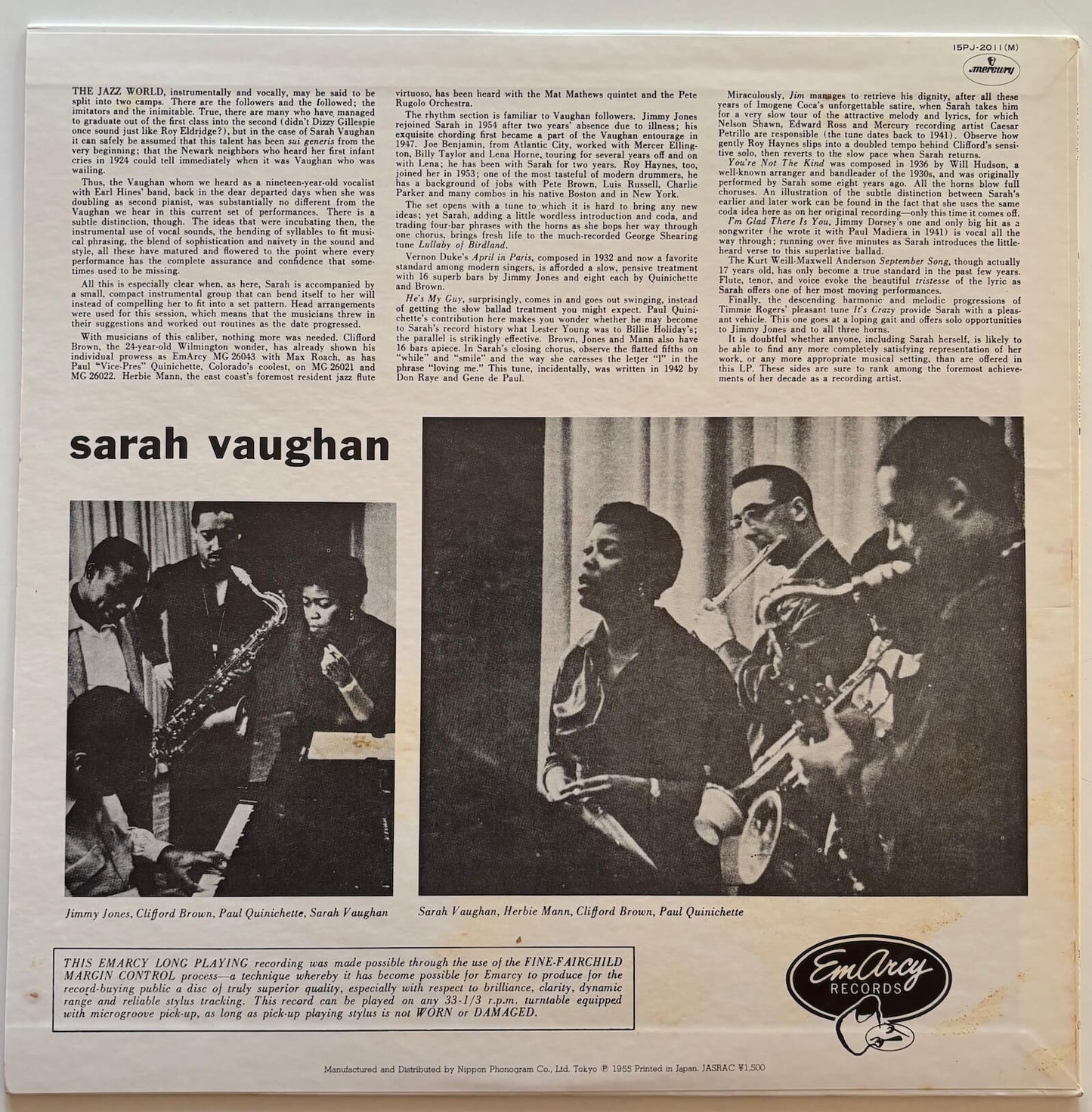 Sarah Vaughan - Sarah Vaughan (1971 Japanese Mercury Mono LP)