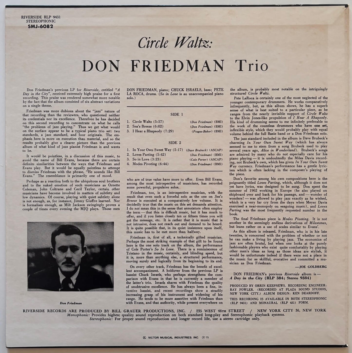 Don Friedman Trio - Circle Waltz (1975 Japanese Riverside Vinyl LP)
