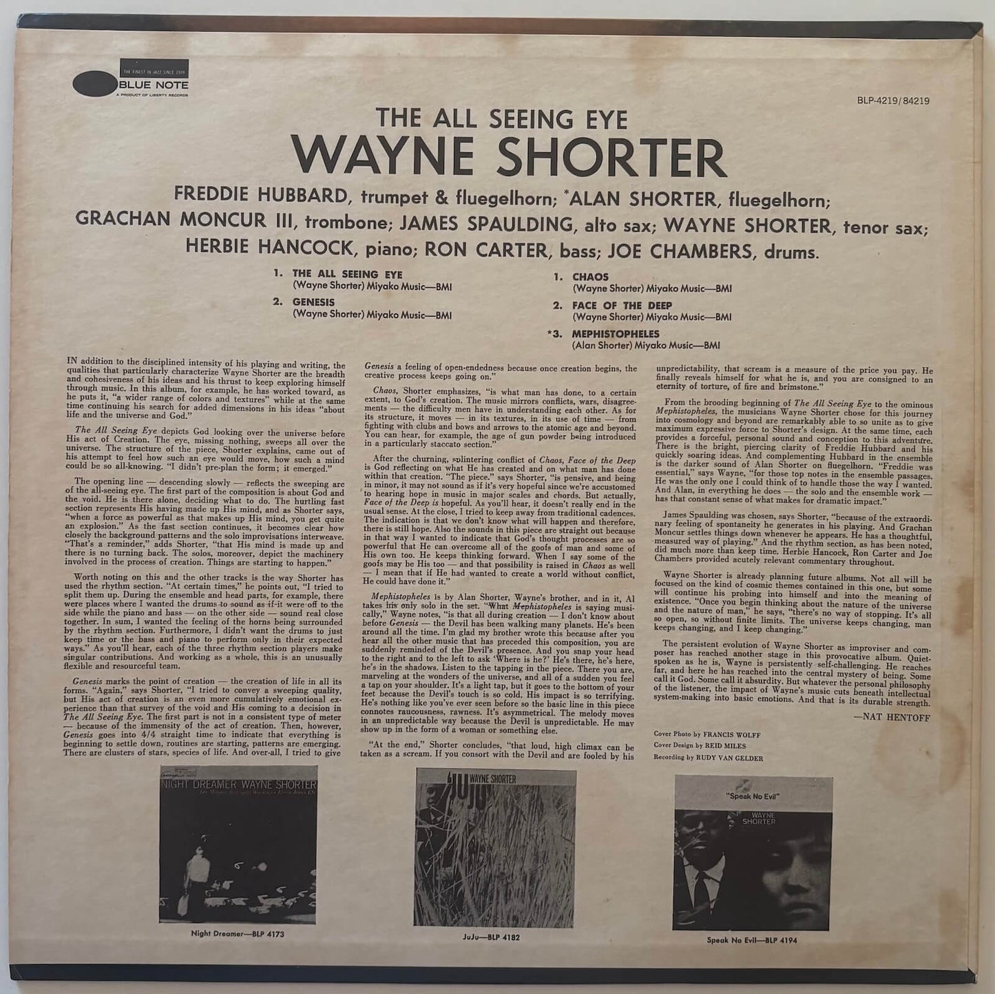 Wayne Shorter - The All Seeing Eye (1967 Japanese-distributed US Blue Note BST 84219 LP)