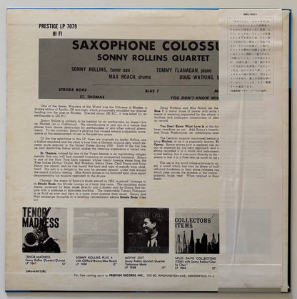 Sonny Rollins - Saxophone Colossus (1975 Japanese Prestige Mono LP)