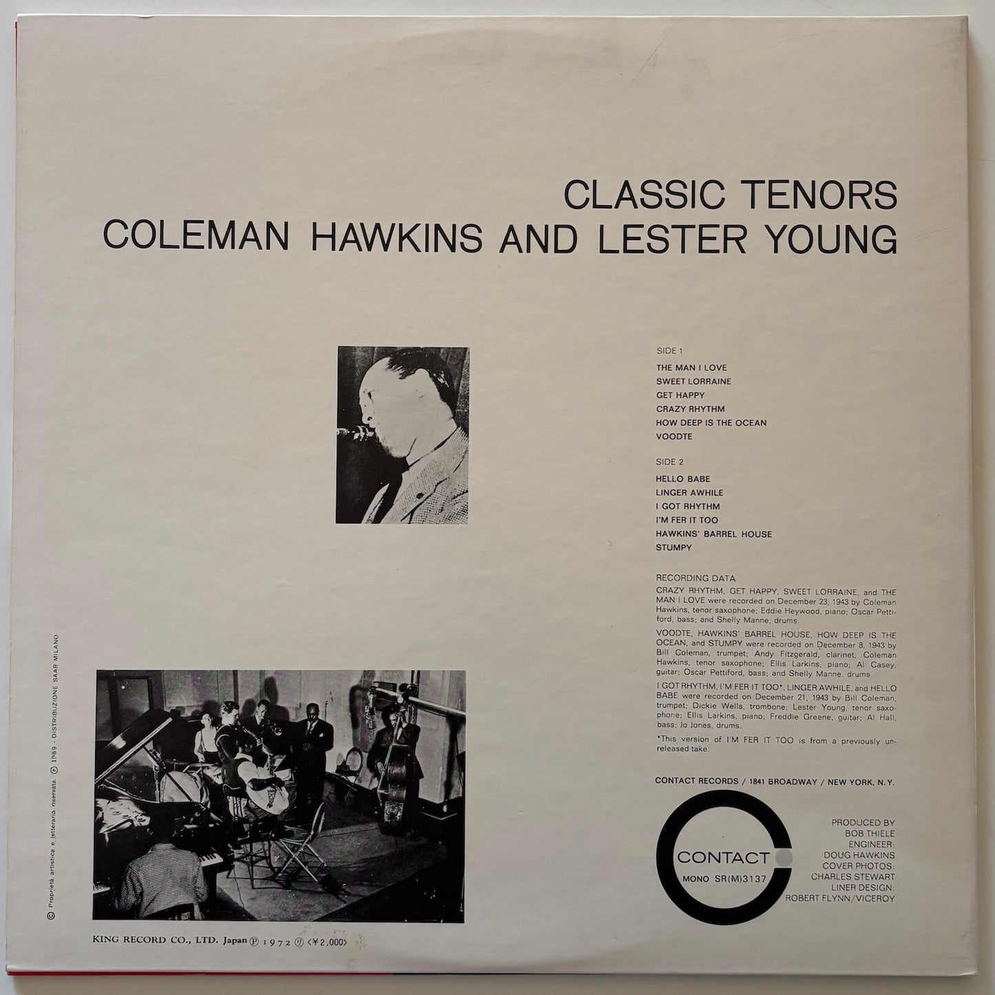 Coleman Hawkins and Lester Young - Classic Tenors (1972 Japanese Flying Dutchman Mono LP)