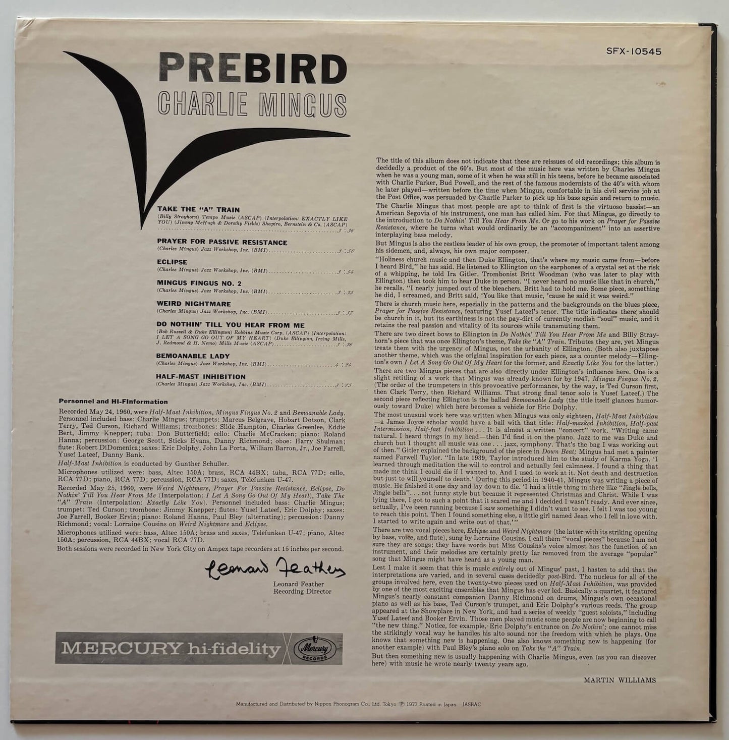 Charles Mingus - Pre-Bird (1977 Japanese Mercury Stereo Vinyl LP)