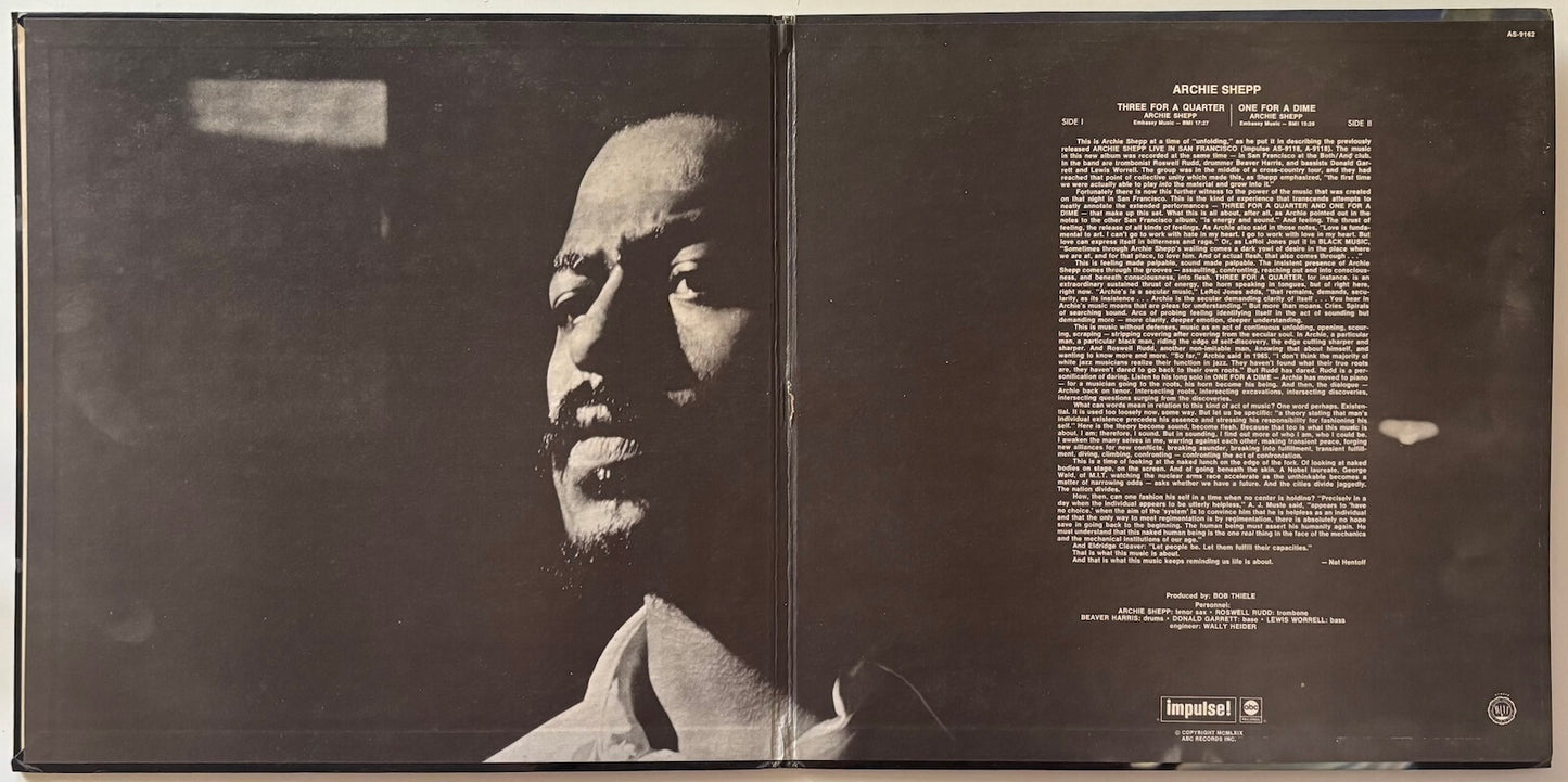Archie Shepp - Three For A Quarter, One For A Dime (1969 US Impulse! AS-9162 Gatefold LP, Japanese distribution)