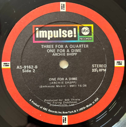 Archie Shepp - Three For A Quarter, One For A Dime (1969 US Impulse! AS-9162 Gatefold LP, Japanese distribution)