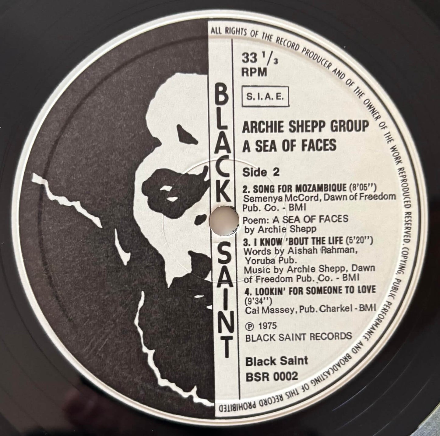 Archie Shepp - A Sea of Faces (1975 Italian Black Saint BSR 0002 Original Gatefold LP, First Pressing)