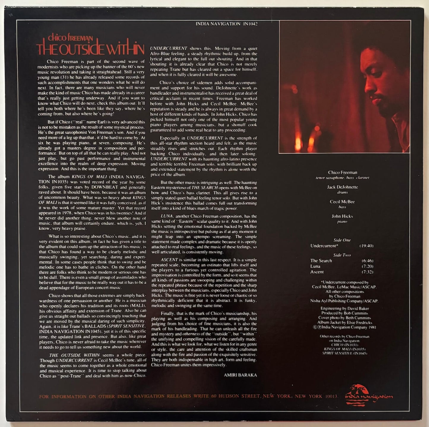 Chico Freeman - The Outside Within (1981 US India Navigation Vinyl LP)