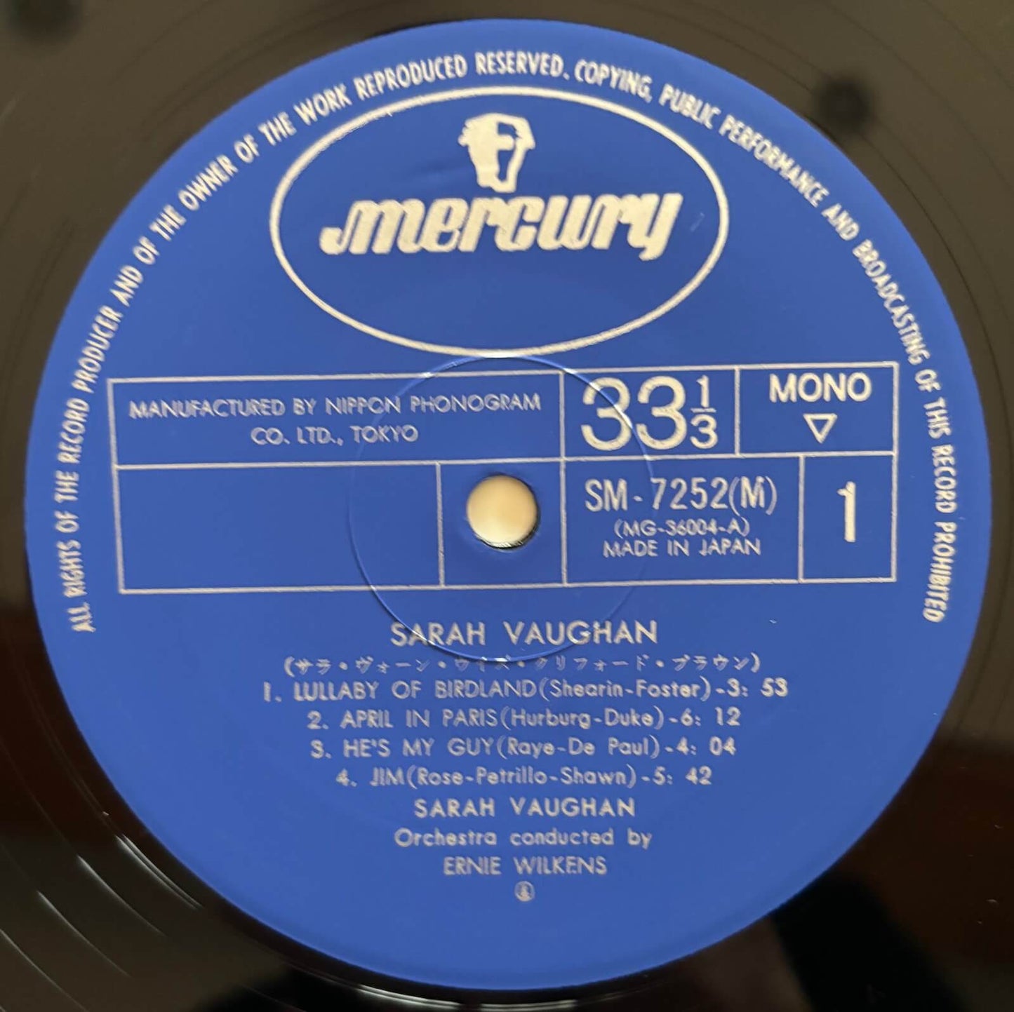 Sarah Vaughan - Sarah Vaughan (1967 Japanese Mercury Mono LP)